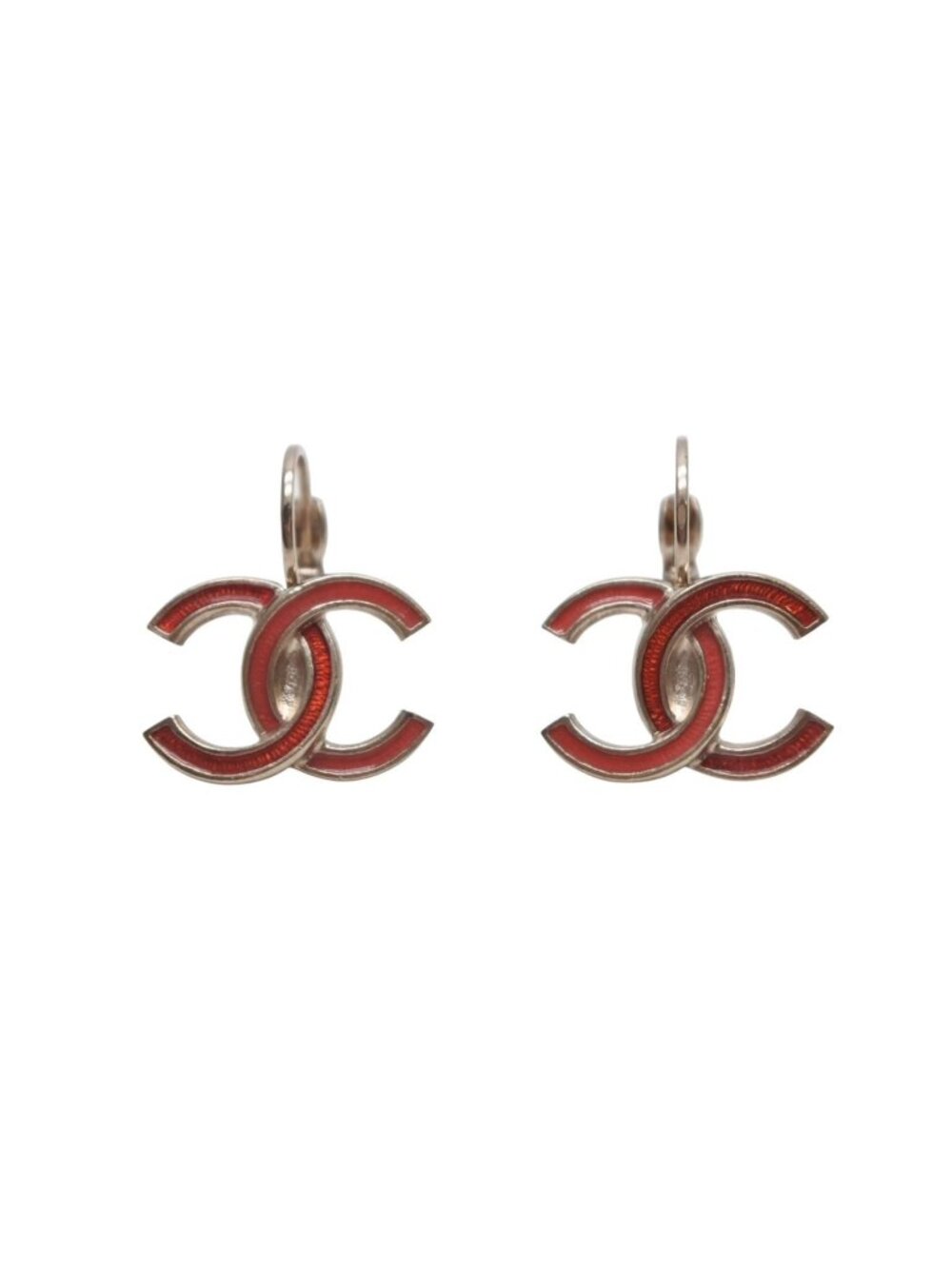 Chanel CC Logo Hoop Earrings 18 Metal Gold